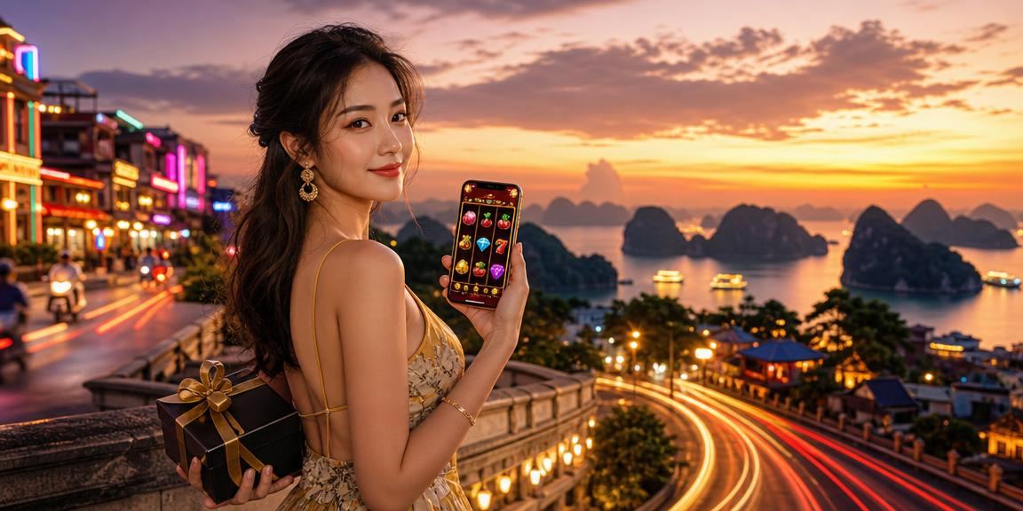 Trò chơi slot neon rực rỡ tại Hạ Long Bay với không khí giải trí casino